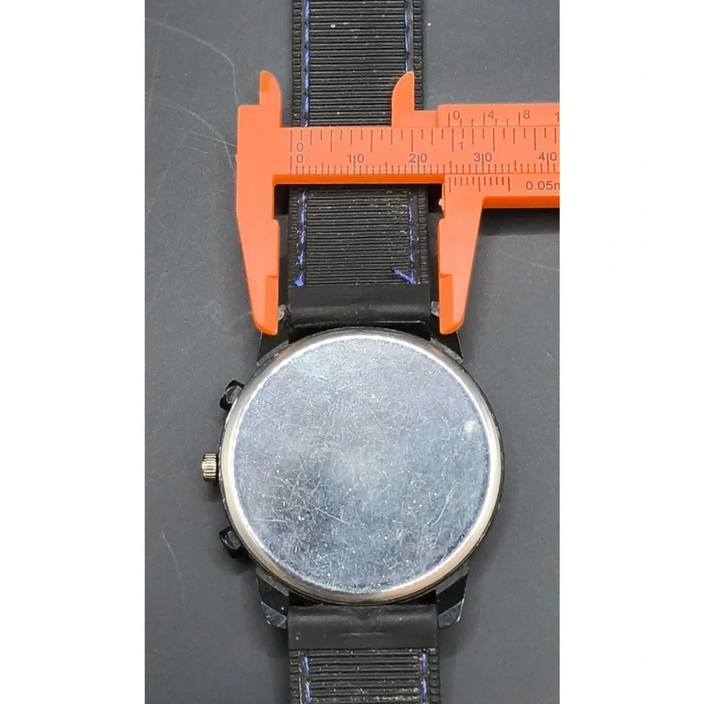 Sanwood Black/Blue Unisex Watch Black Buckle Band Round Face Blue Numbers #W5509